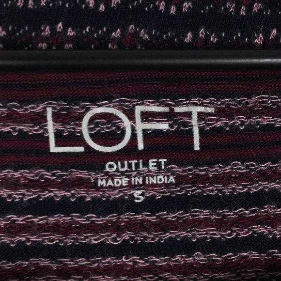 LOFT Outlet Top Floral Stripe Boat Neck 3/4 Sleeve Navy Blue Burgundy Size Small - Picture 5 of 11